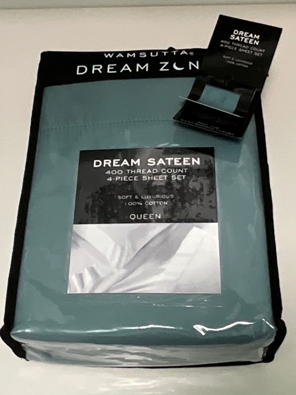NWT WAMSUTTA Dream Zone 400TC Cotton Sateen Queen Sheet Set Teal Aqua